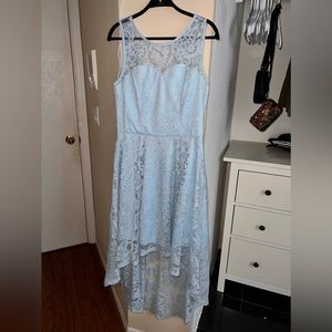 Women's Elegant Floral Lace Dress Sleeveless Crew Neck Hi-Lo Cocktail Dress